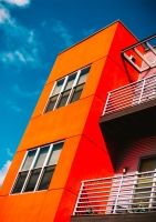 Постер "Orange building" Черный, Белый, Дерево A4 [21×30] , A3 [30x40], A2 [40x60], A1 [60x80]