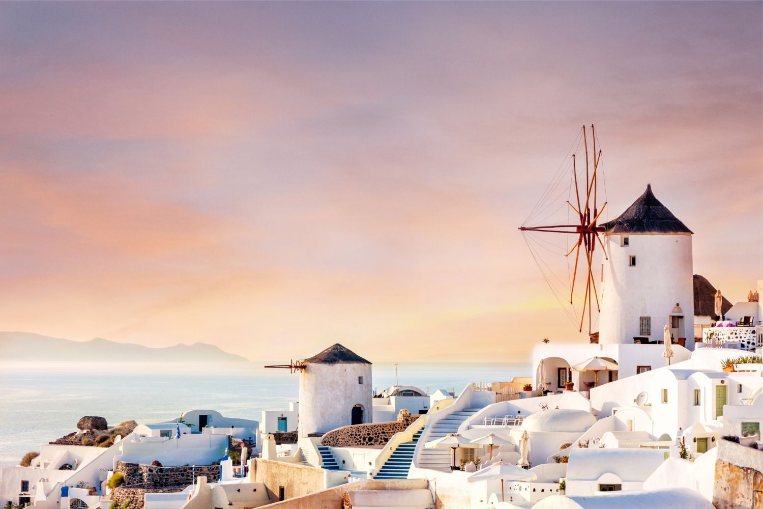 Постер "Santorini Oia village" Черный, Белый, Дерево A4 [21×30] , A3 [30x40], A2 [40x60], A1 [60x80]