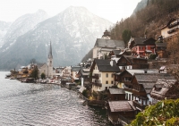 Постер "Hallstatt austria" Черный, Белый, Дерево A4 [21×30] , A3 [30x40], A2 [40x60]