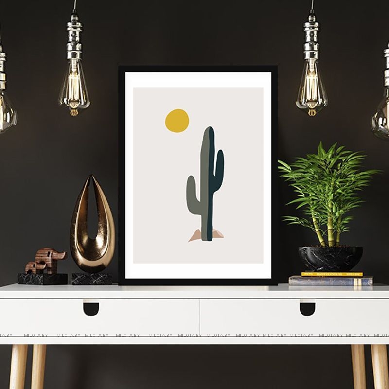 Постер "Cactus and the Rising Sun" от Интернет магазина Милота