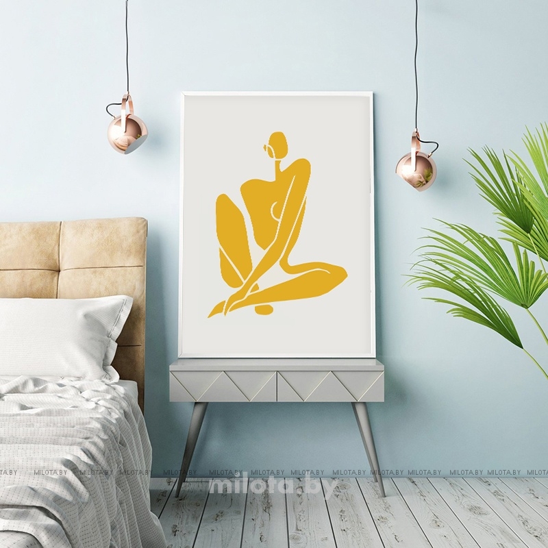 Постер "Sitting nude in yellow" от Интернет магазина Милота