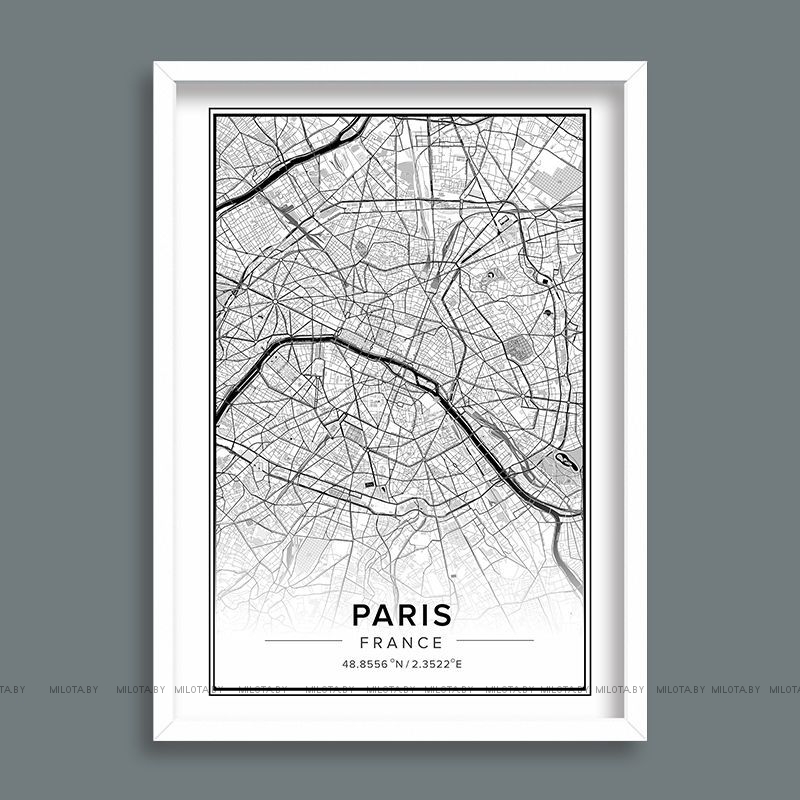 Постер "Map Paris" от Интернет магазина Милота