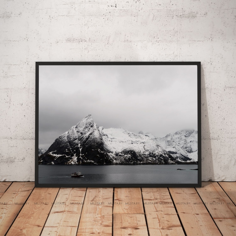 Постер "Snow capped mountain" Без рамки, Рамка A4 c небьющимся стеклом, Рамка A3 c небьющимся стеклом, Рамка A2 c небьющимся стеклом, Рамка A1 c небьющимся стеклом 