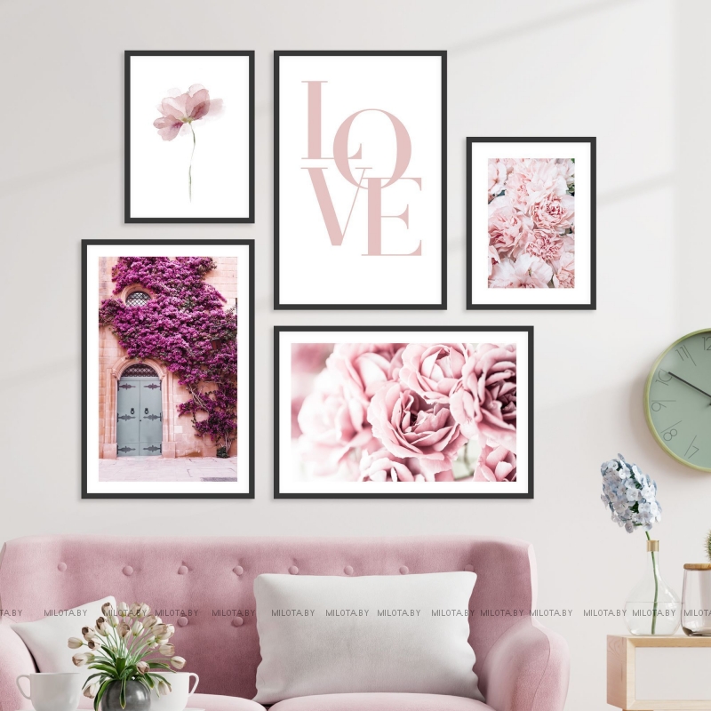 Набор постеров "Pink flowers"