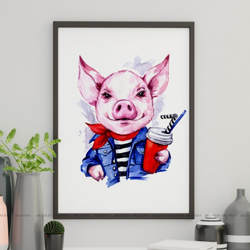 Постер "Funny Pig" от Интернет магазина Милота