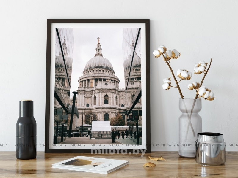 Постер "St. Paul's Cathedral" Без рамки, Рамка A4 c небьющимся стеклом 