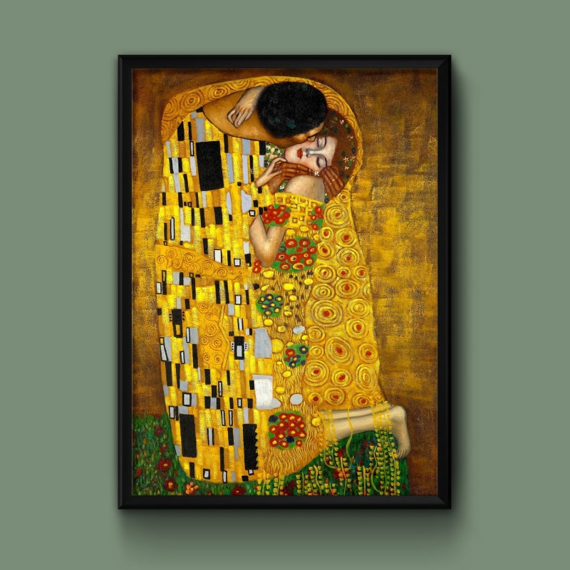 Постер "Поцелуй" Черный, Белый, Дерево A4 [21×30] , A3 [30x40], A2 [40x60], A1 [60x80]